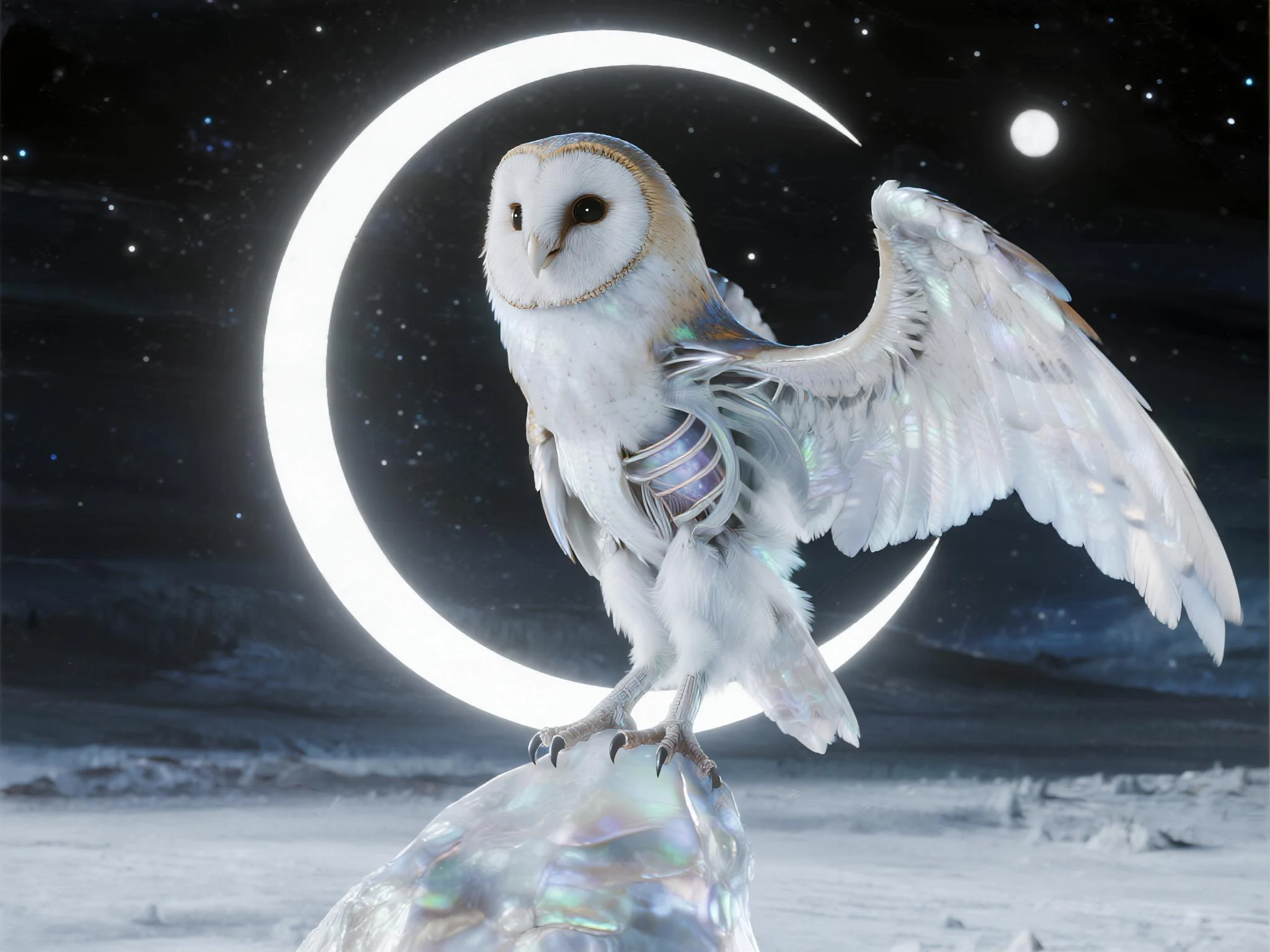 The Pearl Moon Owl Spirit Guardian