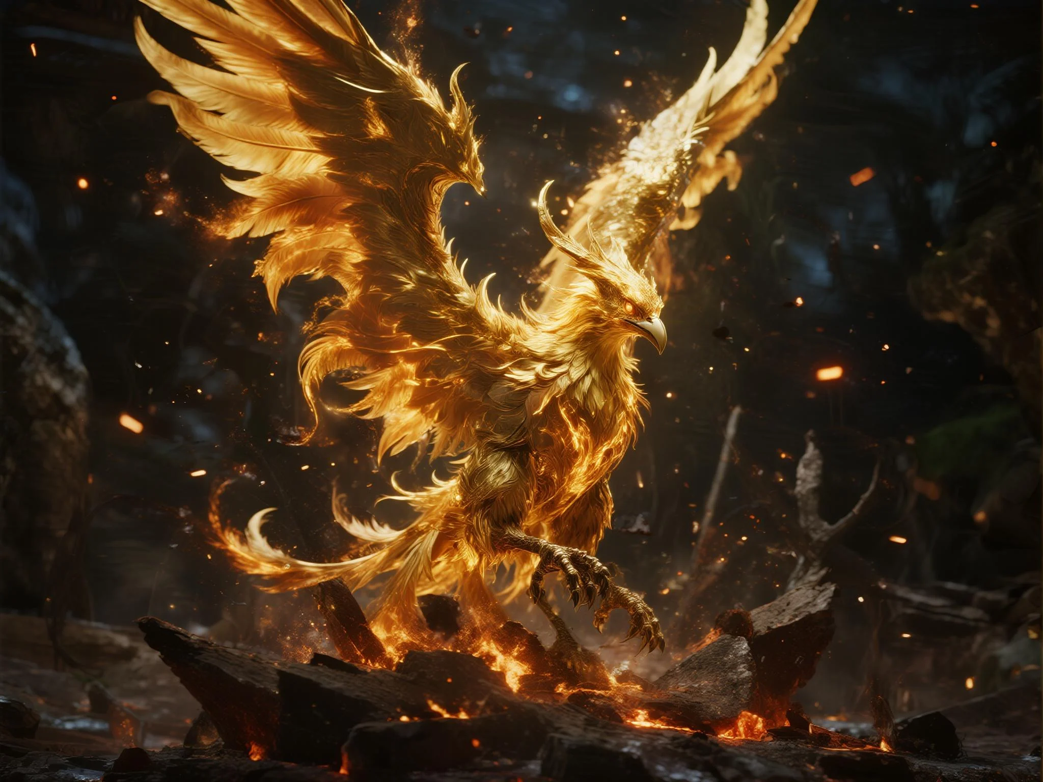 The Golden Solar Phoenix Spirit Guardian