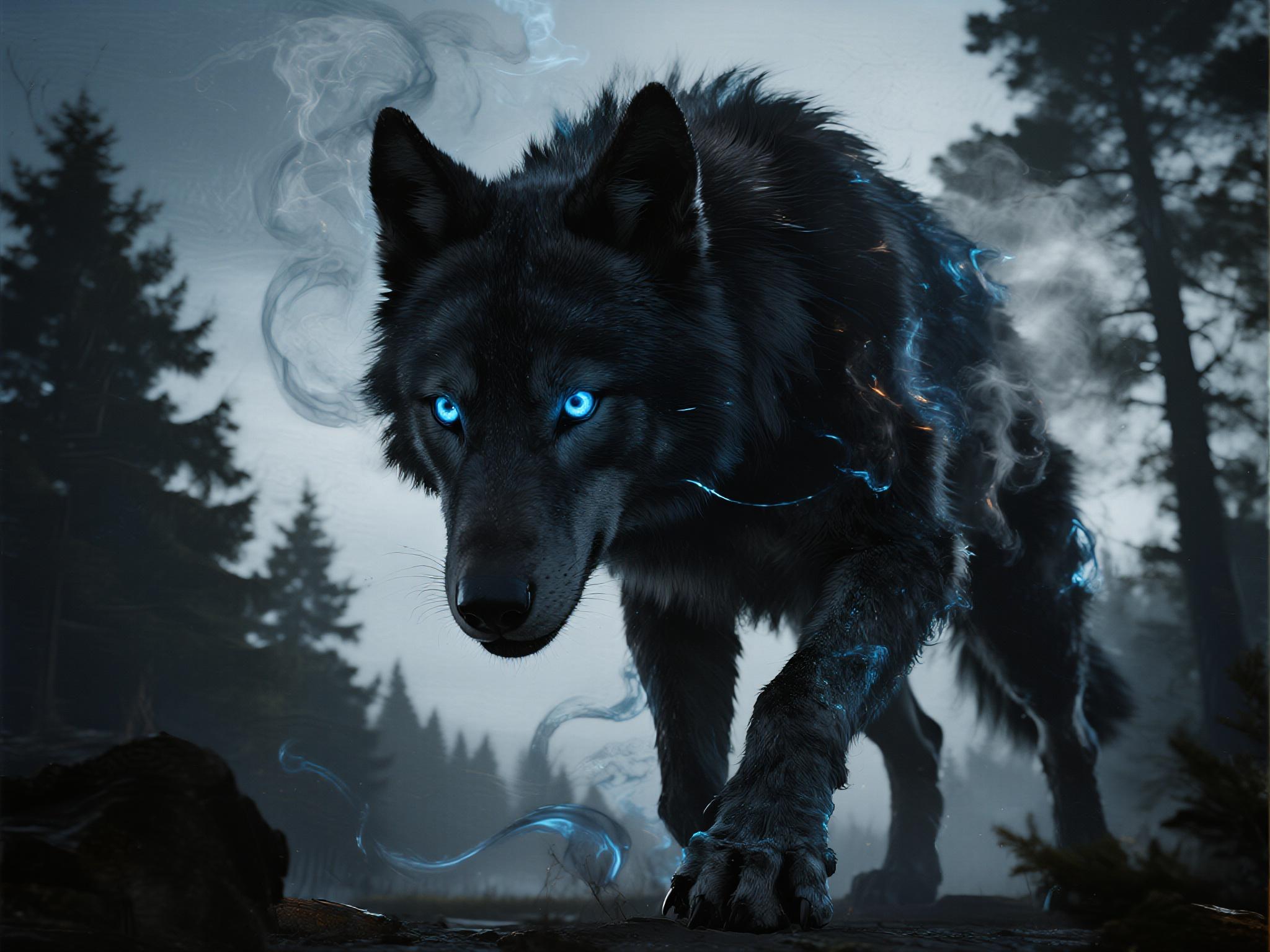 The Midnight Shadow Wolf Spirit Guardian